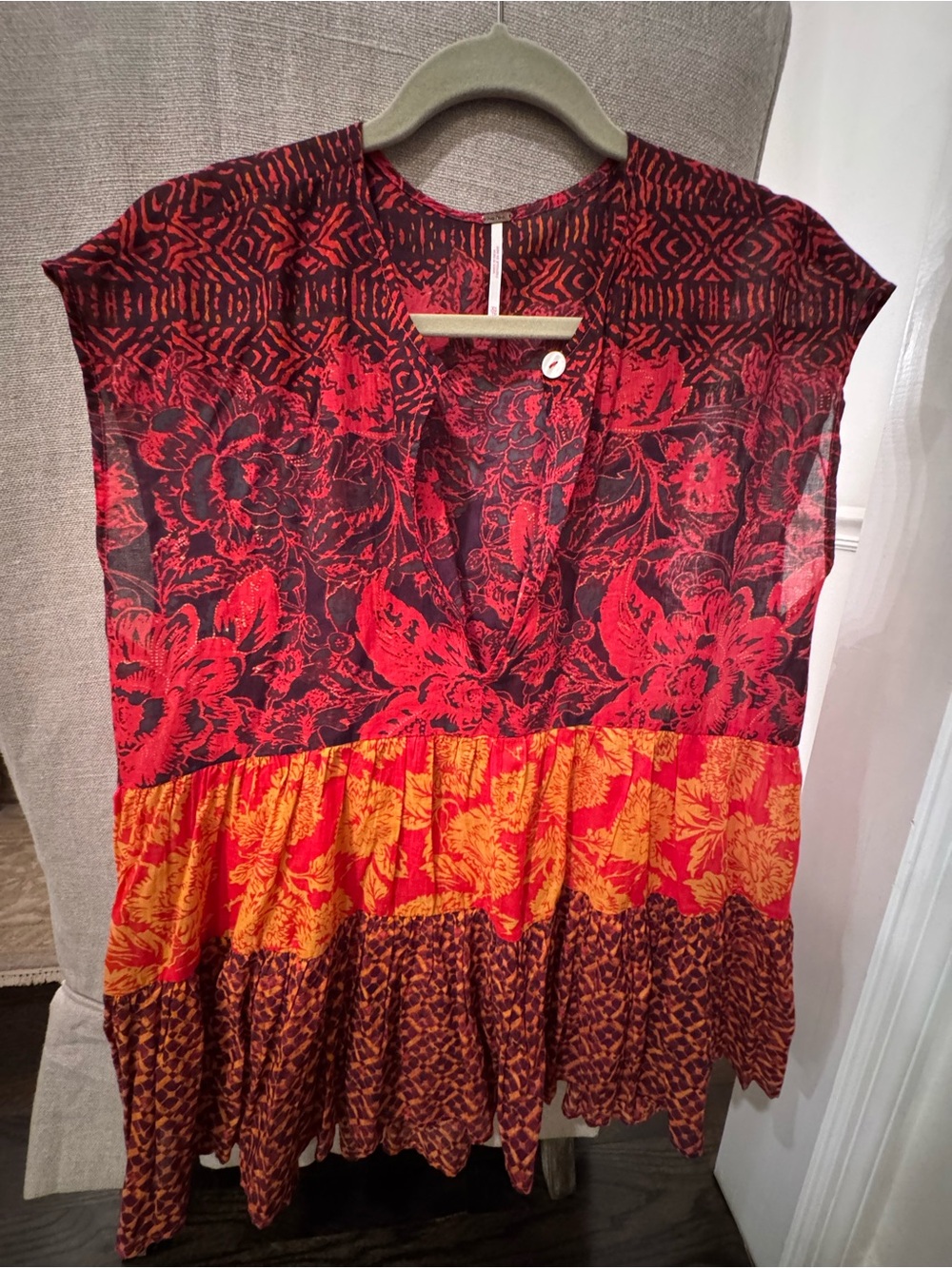 Free People colorful tiered top XS